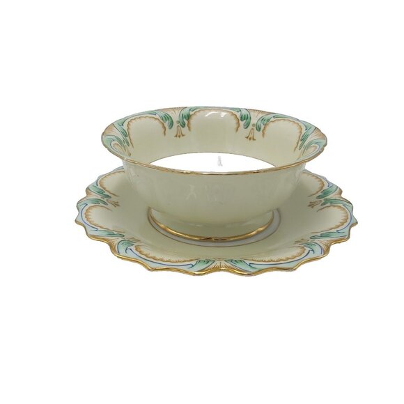 Noritake Japan-1920s– M Mark – Scalloped Rim- Floral Center-Bowl and Plate - Picture 10 of 11